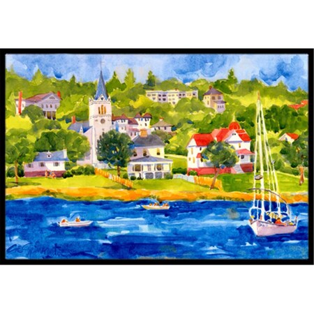 Beyondbasketball Harbour Scene with Sailboat Indoor Or Outdoor Mat - 18 x 27 in. BE2549353